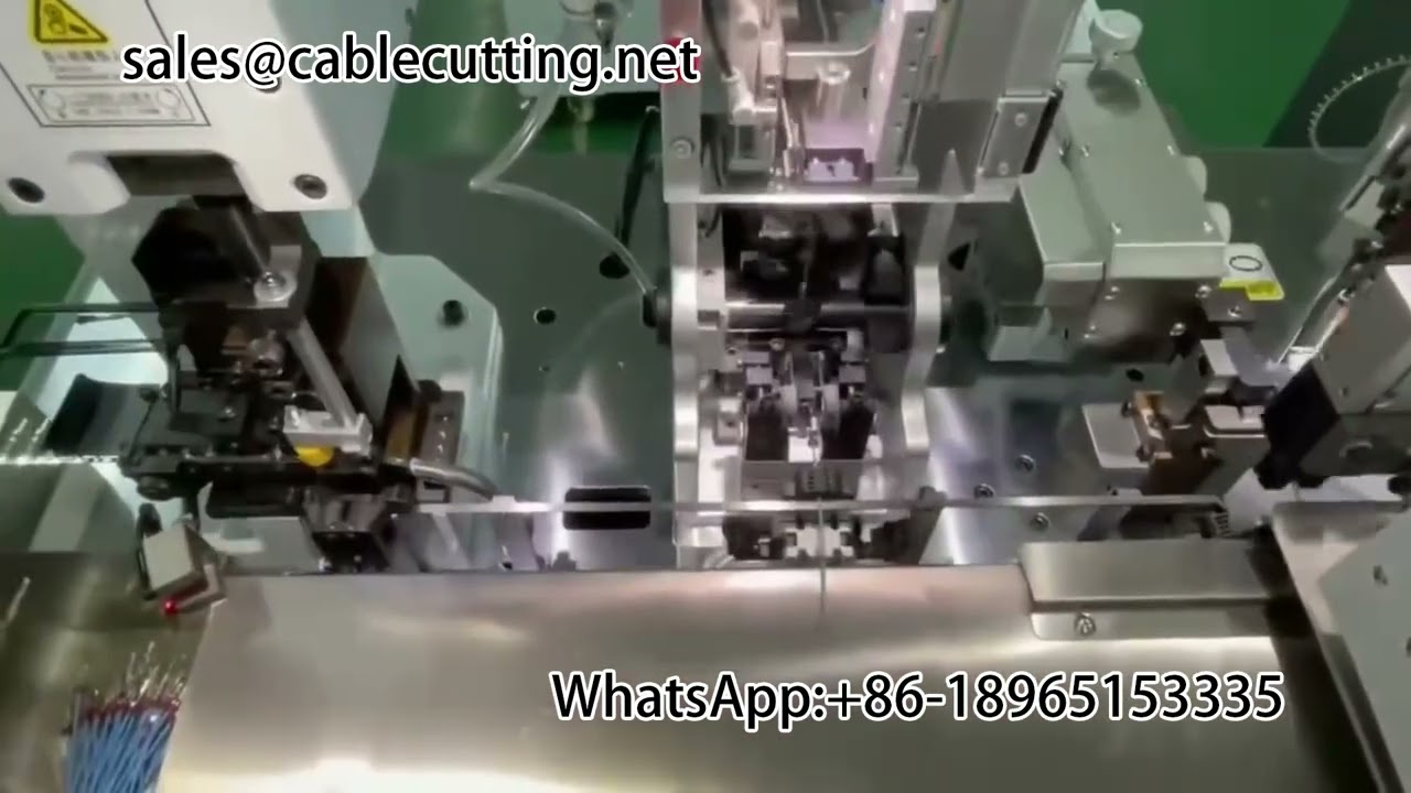 全自動雙頭端子壓接機｜單芯防水插頭汽車線束加工設備